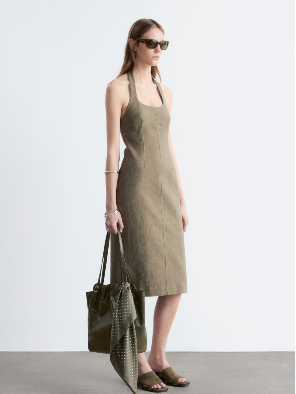 & Other Stories Taupe Halter Midi Dress - Picture 6 of 10